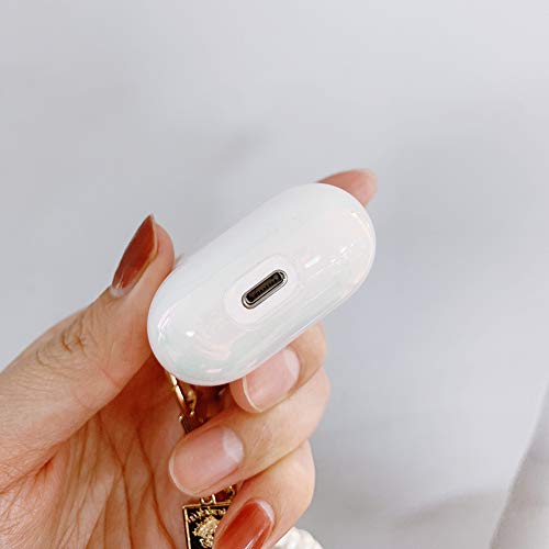 Ownest Compatible For Airpods Case With Pearl Keychain Bling Rainbow Glitter Cute Girls Boys Woman Case Hard Pc Cover Case For Airpods 2 &1,Cute For Airpods-White #TOP4