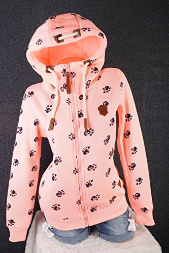 Zeralda Damen Sweat Jacke Kapuze Fleece gefüttert Hoodie Übergangsjacke Anker Sterne S - 3XL (Rosa-2024, XL)