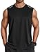 COOFANDY Summer Tank Tops Sleeveless Muscle Tee Shirts for Men Moisture Wicking Workout Tanks Black Gym Cut Off Shirt M