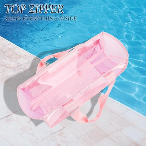 Image of Fammart Iridescent Clear Beach Bags Waterproof Sandproof for Women, Large Jelly Tote Zipper Pool Bag Cruise Essentials 2026