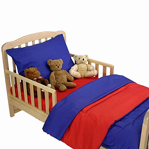 Image of American Baby Company 100% Cotton Percale 4-piece Toddler Bedding Set, Red /Royal, for Boys