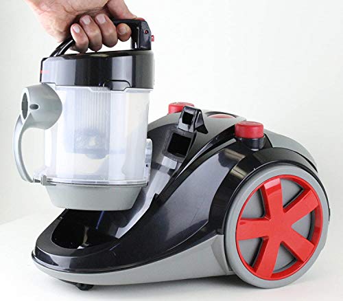 Ovente Electric Bagless Lightweight Canister Vacuum Cleaner 1.5L Dust Cup & HEPA Air Filter, Portable Corded Suction Vacuum Machine Easy Clean with Cleaning Tool & Extra Sofa Pet Brush, Black ST2010