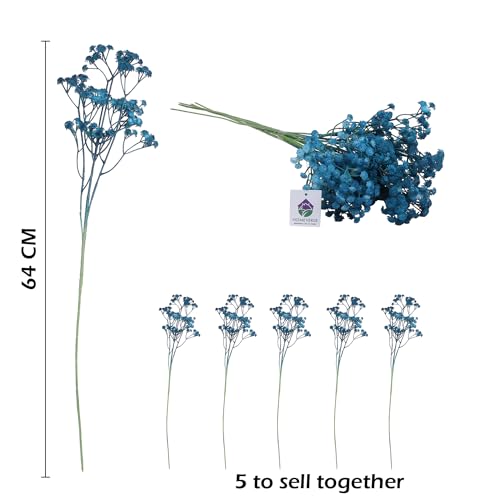 Image of HOMEVERSE 05 Pcs Baby Breath | Gypsophila Artificial Fake Silk Plants | Wedding Party | Decoration Real Touch Flowers DIY Home Garden(Blue-05pcs)
