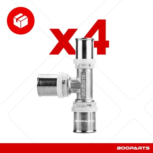 Té réduit à sertir Ø20-20-16 multicouche pour chauffage et eau sanitaire (4 pièces)