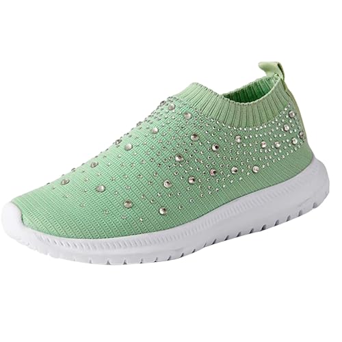 Zapatillas de correr para mujer, transpirables, ortopédicas, de malla, transpirables, antideslizantes, para el tiempo libre, para el tiempo libre, para el aire libre, verde, 41 EU