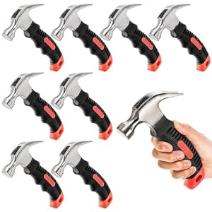 8 Pack 12 oz Small Hammer Tool, Mini Claw Hammer with Soft Rubber, Stubby Hammer, Camping Hammerfor Picture Hanging, General Household Projects