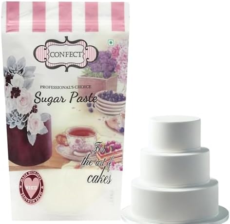 Confect White Fondant for Cake Decorating | Chef’s Choice Fondant Icing for Christmas Cakes, Cupcakes, Cookies & Baking – Smooth, Easy to Roll & Mold – Vanilla Flavor – 1 Kg