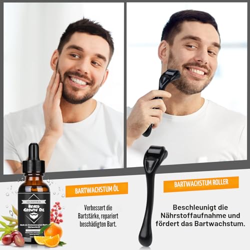 Aufgerüstetes Bartpflege Set für Männer, 11 in 1 Bartwachstumsset Enthält Bartshampoo, Bartöl, Bartbalsam, Bartkamm, Bartschere Usw, Geschenkset für Männer für Weihnachten, Valentinstag, Vatertag
