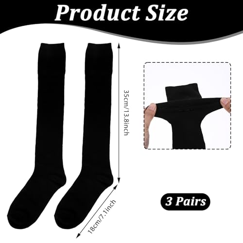 Image of Psyqtsuary 3 Pairs Women's Opaque Stretchy Cotton Knee High Stockings, Fashion Women's Knee High Socks Althletic Socks Black Socks for Women Knee High Stockings Tall Black Socks Long Black Socks