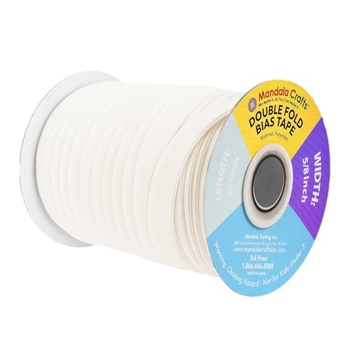 image for Mandala Crafts Double Fold Bias Tape for Sewing - 55 Yds Off White Bia