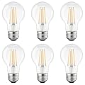 LUXRITE Vintage A19 LED Light Bulbs 60W Equivalent, 2700K Warm White Dimmable, 800 Lumens, Standard LED Edison Bulb 8W, UL Listed, E26 Base (6 Pack)