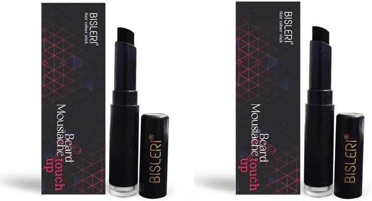 Instant Black Hair Color Beard Moustache Touch Up Stick 2pcs x 3gm= 6g, Black