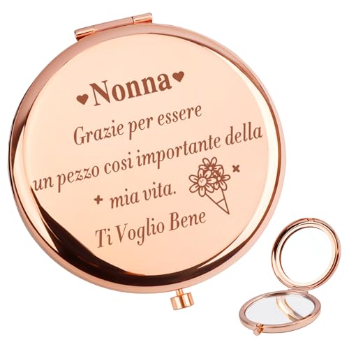 CDIXlmuz Regalo Natale Nonna Compleanno Regali Natalizi Specchio Trucco per Festa della Mamma Donna Nonni Thanksgiving Grazie Nonna, Idee Regalo Nonna Originale Utile Specchio Ingranditore x1 / x2