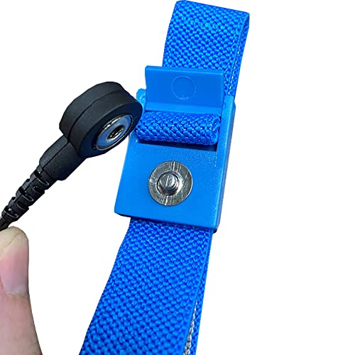 Image of Wrist Strap Set - 5' Coil Cord, Swivel Type Banana Jack, 4mm, 1meg Blue Wrist Strap - Quantity 1