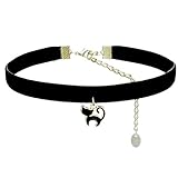 【ヴェルヴィ】 オリジナル クール シンプル モード系 ブラック チョーカー ネックレス c225 (Aブラックキャット)