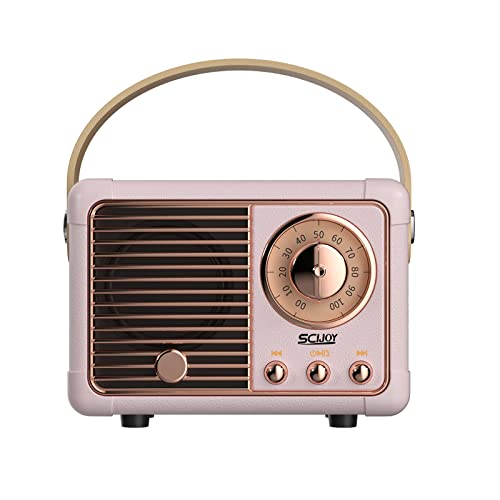 SCIJOY Bluetooth Lautsprecher, 3W Tragbarer Musikbox 400 mAh, 3h Akku, 10 m Bluetooth Übertragung und AUX-Kabel, Unterstützt U-Disk, TF-Karten, Rosa Cover