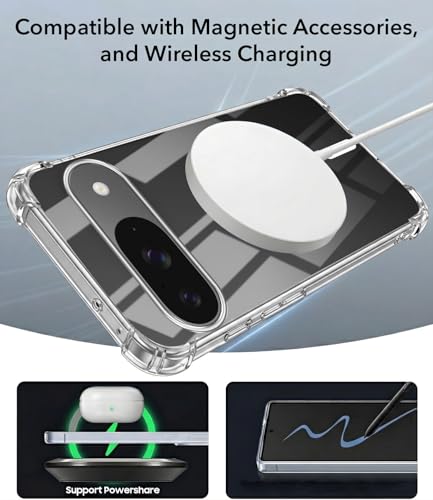 Image of Jkobi Shockproof Crystal-Clear Back Cover for Google Pixel 9 (Magsafe Wireless Support | Drop & Camera Protection | Hard Polycarbonate)