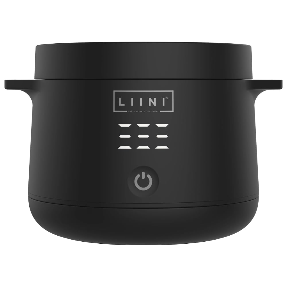 LIINI® 1.0 PRO Breiwärmer schwarz - Akku Babybreiwärmer, 50W Heizleistung, vollautomatisches Erwärmen per Knopfdruck, auslaufsicher, BPA-frei, USB-C