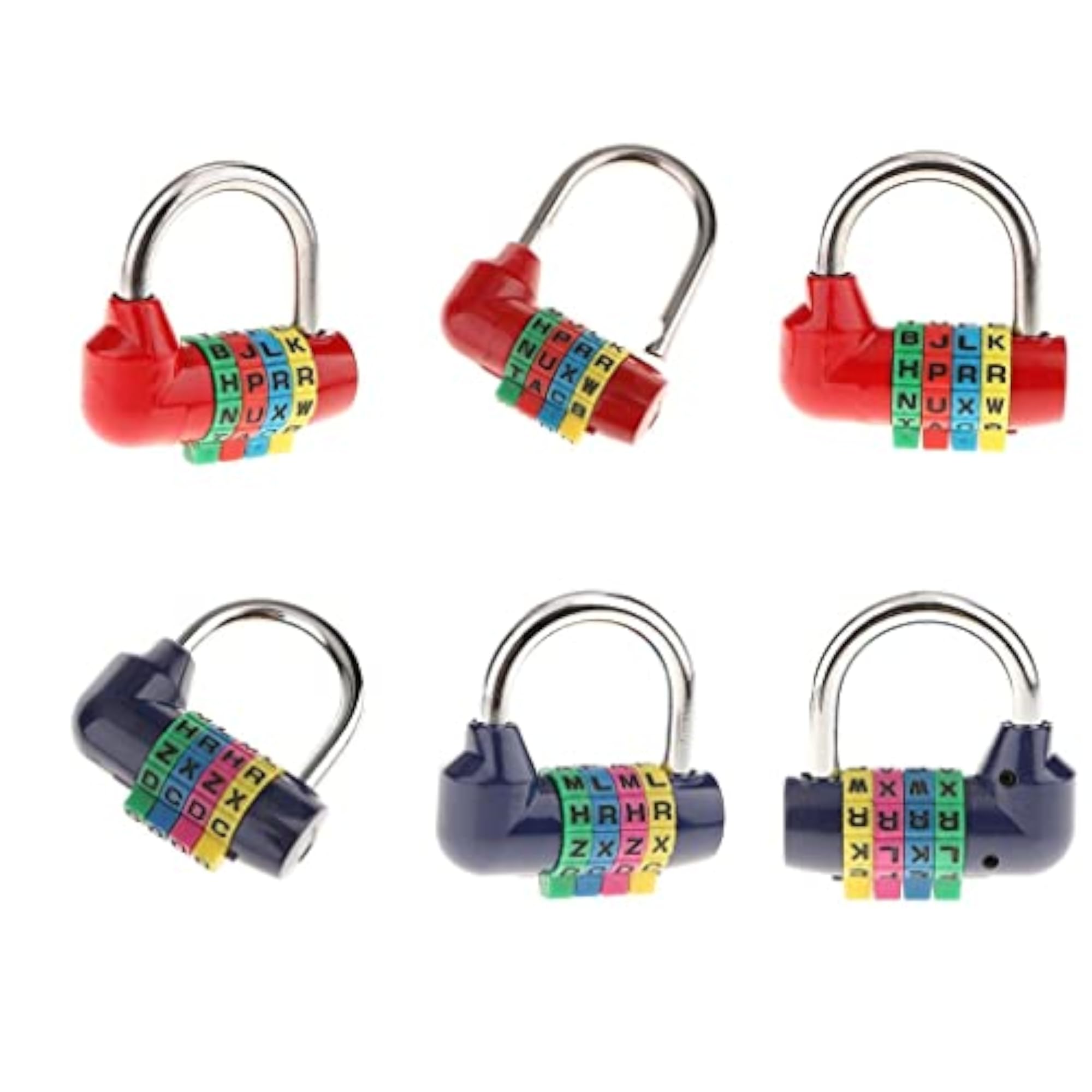 6pcs 4 Digit Dial Combination Padlock Set