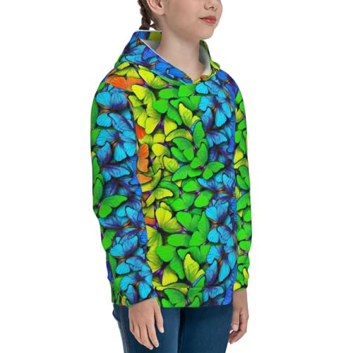 Multicolored Butterflies Kid Hoodies Boys Sweatshirts Girls Pullover with Pocket 7