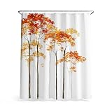 Generisch Minimalistisch - Duschvorhang Friedlich Herbst Landschaft Weiß Orange wasserdichter Stoff...