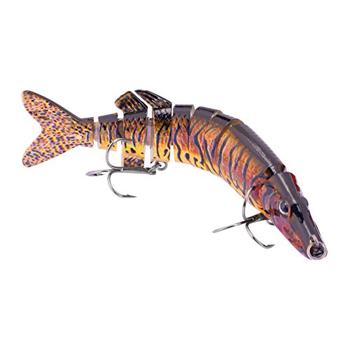 BOMSO 1 x 5 in 0.7oz lebensecht Multi Jointed 8 Segement Swimbait Crankbait Harter Köder Pike suchen Angeln Köder Fisch Kunstköder Treble Haken, ColorB Cover