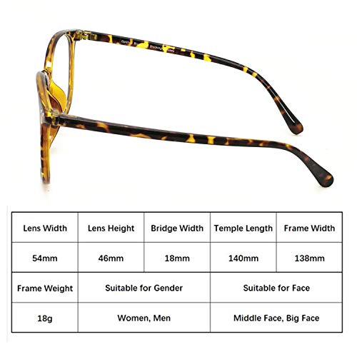 Optifine Reading Glasses Anti Blue Light Blocking Reader Oversized Frame for Women Men for Mid Big Face Anti Eyestains Tortoise +2.75 by Optifine - Image 5