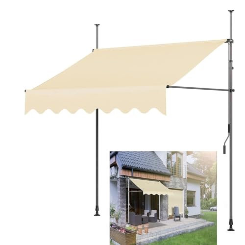 Store de balcon extérieur haut de gamme sans perçage réglable avec manivelle