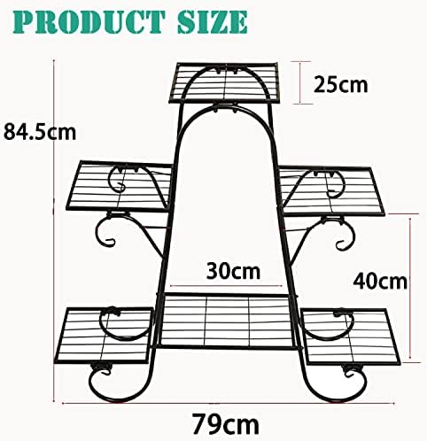 ybaymy 6 Tier Plant Stands Indoor, Metal Flower Rack Multi-tiered Plant Stand Potted Display Shelves, Plant Pot Holder Rack Indoor Outdoor Decoration for Patio Garden 84.5 x 79 x 25 cm