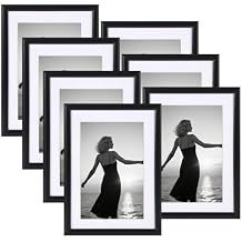 ZBEIVAN 5x7 Picture Frames Set of 7, Display Pictures 4x6 with Mat or 5x7 Without Mat, Rustic Distressed Wall Hanging Table Desk Family Gallery Multi Photo Frame, Black