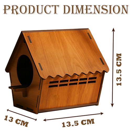 Image of Signamio Bird House - Elegant Wooden Bird Nest with Exhaust Window for Outdoor Hanging, Durable Birds Nest Shelter, Weather-Resistant Design, Ideal for Garden or Patio Decoration - Small Size