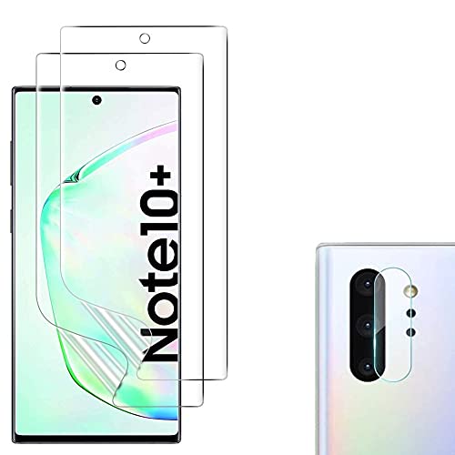 for Galaxy Note 10 Plus フィルム 3枚 +レンズ保護フィルム 2枚 柔らかいTPU素材 指紋認証対応 剥がしにくい 気泡ゼロ 傷修復 高透過率 ケースと干渉せず Galaxy Note 10 Plus 対応