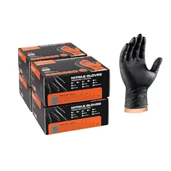 10mil Nitrile-Gloves Disposable-Black Chemical-Resistant Rubber - Mechanic Gloves Heavy Duty Latex Free Diamond Grip(120, X-Large)