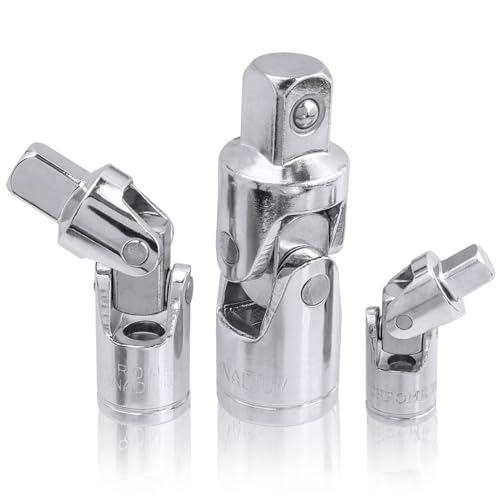 Mesee Universal Joint Socket Set 1/4" 3/8" 1/2" Drive Swivel Impact Socket Wrench Adapter CR-V Steel Joint Socket Adapter Reducer Swivel Joints Sockets