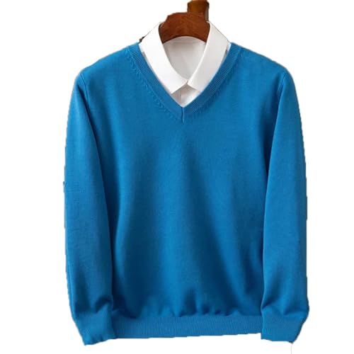 Rfmfkkg Men's Cashmere Winter Knitted Sweater V-Neck Pullover Knitted Long Sleeve Warm Business Jumper4