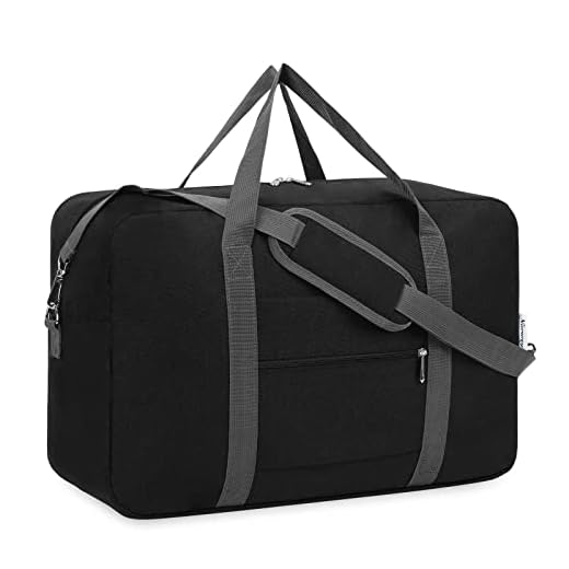 für Reisetasche Handgepäck Easyjet Handgepäck 45x36x20 Handgepäck Tasche für Flugzeug Faltbare Reisetasche Weekender Damen und Herren 30L (Schwarz)