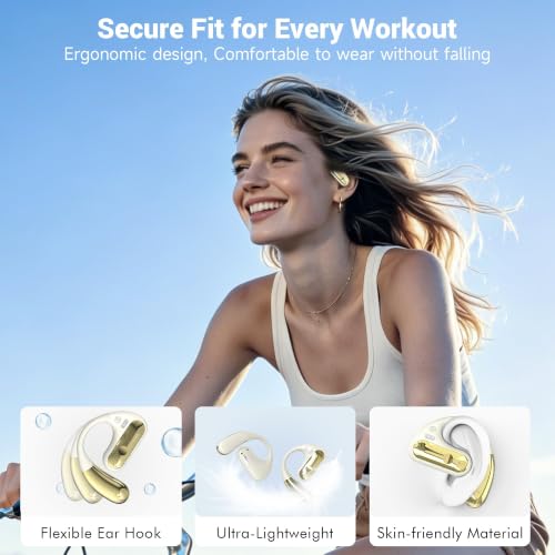 Image of CoolJumper Open Ear Headphones, Bluetooth 5.4 Ear Hook Earbuds with 16.2mm Driver, 60H Playtime LED Charging Case, IPX7 Waterproof Sports Earbuds with ENC Clear Calls for Running Gym Commute