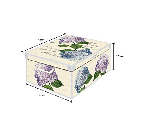 Lavatelli: Storage Box: Medium - Hortensia Hydrangeas - Lid & Handles, Decorative Cardboard Organizer, Stacks, Home-Clothes-Linens, 16.5 x 12.6 x 6.9 by Lavatelli - Image 2