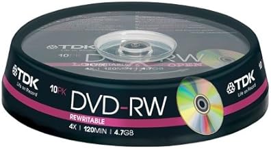TDK DVD-RW 4x 4.7GB 10x Cakebox 4.7GB DVD-RW 10pcs - DVD+RW vírgenes (4,7 GB, DVD-RW, 120 mm, 10 piez(s), 120 min, 1.2 mm)