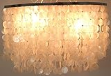  Guru-Shop Lampe de Plafond/Plafonnier, Lampe Coquille Avec des Centaines de Capiz, Plaques de Nacre - Modèle Colima, Descoquilles, 50x75x40 cm, Lampes Suspendues en Matériaux Naturels