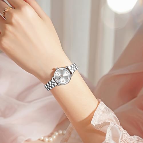 Image of Sapphero Ladies Watch Easy to Read Wristwatch, Women's Quartz Watch with Stainless Steel Strap, 5 ATM Waterproof, Classic Elegance Women Business Waterproof Watch