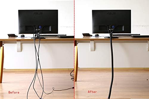 Alex Tech 10ft - 1/2 inch Cord Protector Wire Loom Tubing Cable Sleeve Split Sleeving For USB Cable Power Cord Audio Video Cable β Protect Cat From Chewing - Black - 3