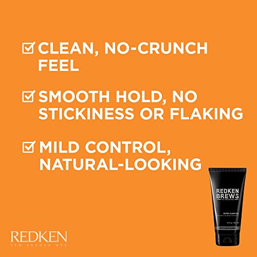 Redken Brews Extra Clean Gel For Men, Mild Hold, No Crunch, No Flaking, No Residue, Hair Gel 1 Fl. Oz #TOP2