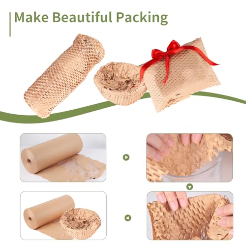 VIECAM Eco-Friendly Honeycomb Packing Paper - 20\" x 1500\' Extra Large Roll, 100% Recyclable Kraft Material, Ideal for E-Commerce, Moving, and Small Business Shipping