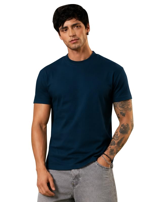 Image of Sleepynuts Men's Everyday Wear Crew Neck Regular Fit T-Shirt | Half Sleeve Solid Plain Casual T-Shirt for Men | Soft Breathable Fabric |