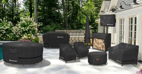 Image of Porch Shield Fire Pit Cover - Waterproof 600D Heavy Duty Fade Resistant Round Patio Fire Bowl Cover Black - 32 inch