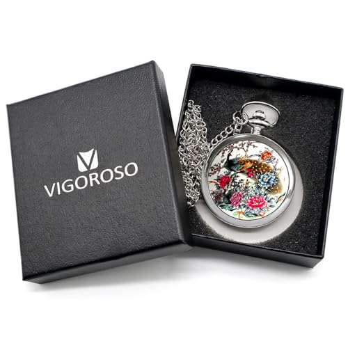 VIGOROSO Classic Pocket Watch with Chain Analog Mens Pocket Watches for Women Pocketwatch Easy to Read Watch for Women - Image 3