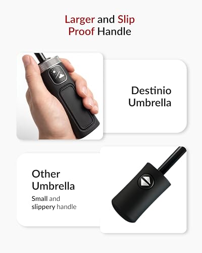 Image of Destinio Umbrella for Man - Large Size, Fully Automatic, Windproof Fibreglass Ribs, UPF 50+ Sun Protection, Premium 210T Pongee, Foldable Travel Umbrella for Rain for Men and Women - 3 fold Compact Easy to Carry (Auto open auto close)