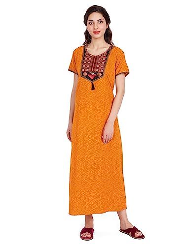 Image of Evolove Women's Cotton Long Maxi Night Gown Nighty Dress with Pocket, Super Soft Comfortable (LNG-Cotton-2)