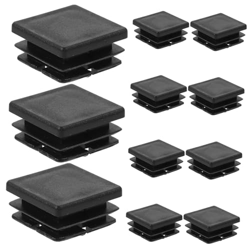 WOONEKY 12pcs Square Tube Plug Chairs End Caps for Metal Tubing Post End Insert Chair Leg Inserts Tube Protector End Insert for Table Chair End Caps Tubing Plug Hardware Furniture Plastic